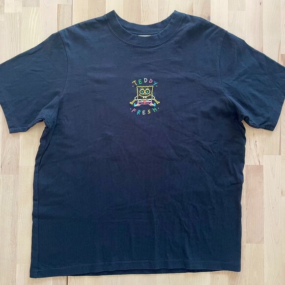 Teddy Fresh SpongeBob Black Short Sleeve T-Shirt with Embroidery size Small - Picture 1 of 4